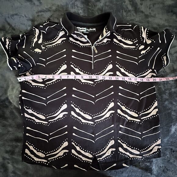 Jamie Sadock Athletic Golf Top Size Medium Black Cream Tan Abstract Zipper sz M - Picture 4 of 7